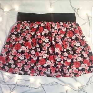 Mini Skirt w Watercolor Roses